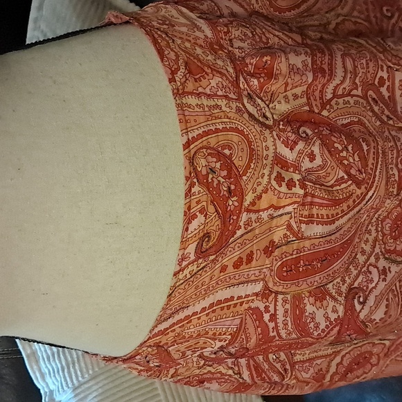 Silk Pretty in Pink & Orange Paisley Silk  Skirt with Sequins Size 14 - Picture 3 of 10